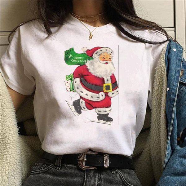 

new year christmas tshirt harajuku tumblr tumblr print tees casual short sleeve streetwear tees women, White