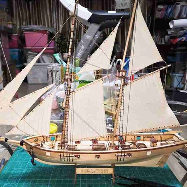 

1 set sailboat toys assembling building kits ship woodensailing model assembled wooden kit diy wood crafts
