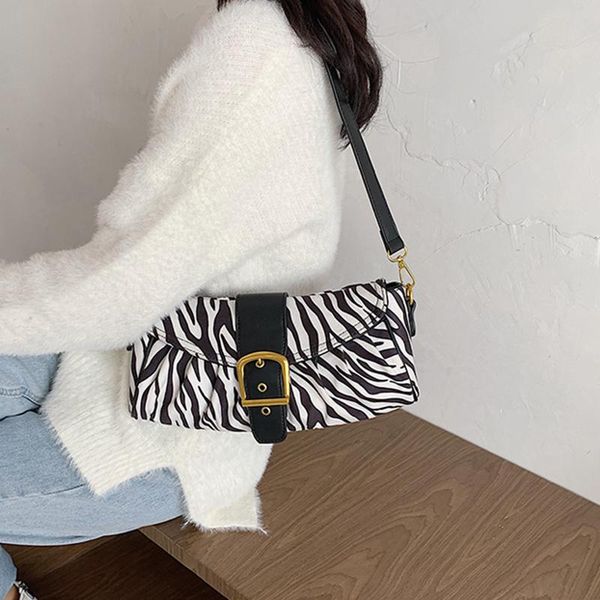 

fashion zebra pattern baguette bags mini pu leather shoulder bags for women fashion designer luxury handbag female handbag tots