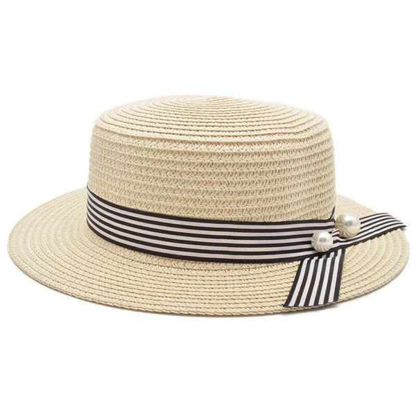 

wide brim hats 2021 caps tape round flat beach woman straw visor hat panama sun cap snapback for women the summer chapeau femme, Blue;gray