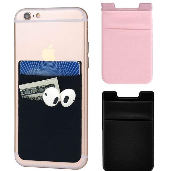 

1pc 5.8 x 8.8cm adhesive sticker dual pocket mobile phone id card holder cell phone wallet credit card band card b wmtlvq