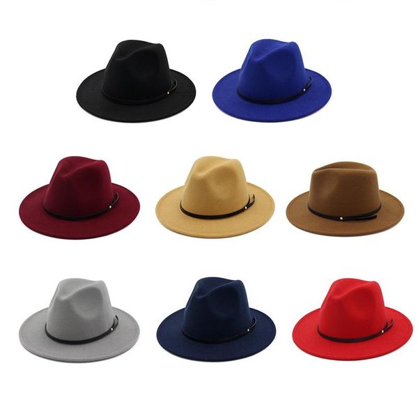 

stingy brim hats men women imitation woolen winter felt fashion, Blue;gray