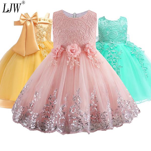 

2020 kids tutu birthday princess party dress for girls infant lace children bridesmaid elegant dress for girl baby girls clothes lj200822, Red;yellow
