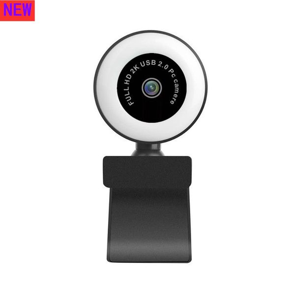 HD Webcams Live Broadcast Fill Light Fotocamera Computer USB 2K Network Webcam GRATIS GRATUITA + Scatola vendita squisita