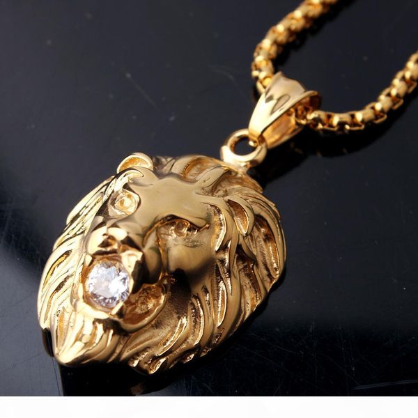 

mens lion head pendants necklace for men black silver gold 3colors chain necklace hip hop jewelry cool for men biker students street