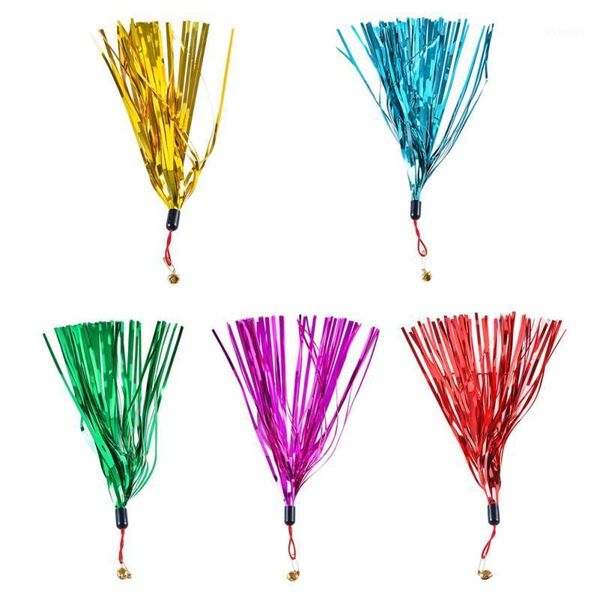 

5pcs cat teaser wand refills squeaky paper replacement with bell interactive sound kitten toys1