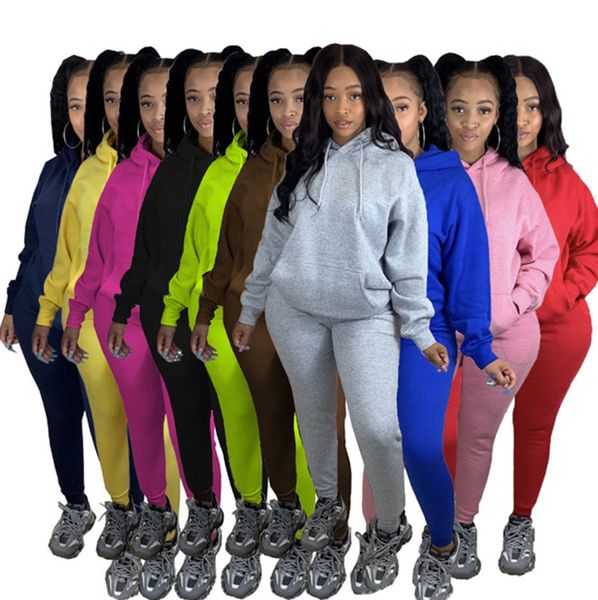 

women clothing fleece jogging suits 2 piece sets hooded pullover pants sweatsuits s-2xl hoodies leggings fall winter outfits dhl 3998, White