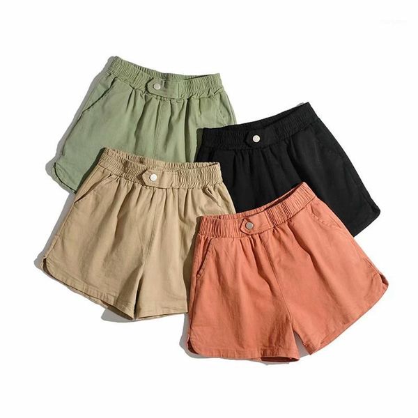 

women shorts summer casual solid cotton linen shorts high waist loose for girls soft cool female short1, White;black