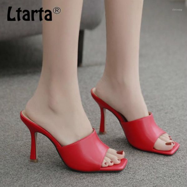 

ltarta women's heels sandals 2020 summer thin heeled peep-toe sandals red pu smooth lady girls slipper shoes1, Black