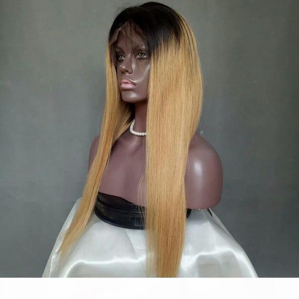 

long colored lace front wigs 1b 27 straight ombre human hair lace front wigs honey blonde pre colored lace front wigs 8-28 inch, Black;brown