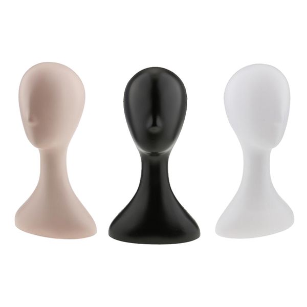 

3pcs female mannequin manikin head wig glasses display model stand, White