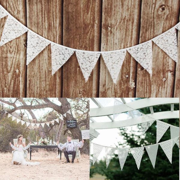 

pennant 3.2m 12 banners flags lace bunting for wedding decoration diy garland birthday christmas party supplies