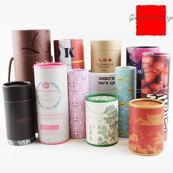 

paper cans paper tubes tea cans cosmetic packaging food storage anything storage etc. kraft paper color printing cylinders can be customized