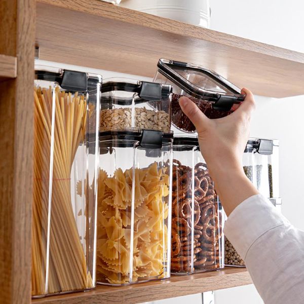 

700/1300/1800ml storage container plastic kitchen refrigerator noodle box multigrain storage tank transparent sealed