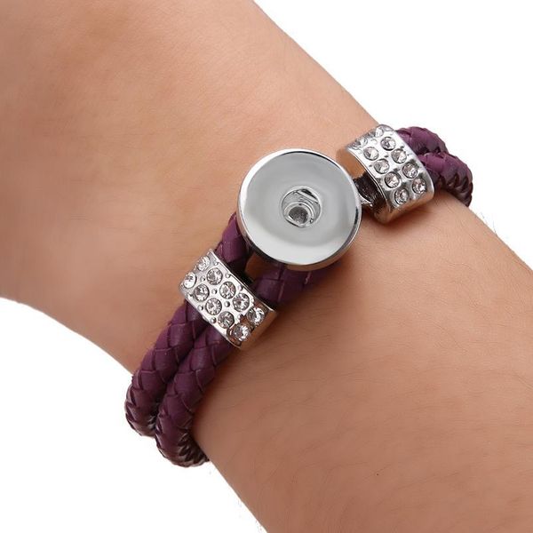 

snap bracelet fashion diy charms black blue pu leather bracelet&bangles fit 18mm snap buttons silver jewelry f bbyqdc, Golden;silver