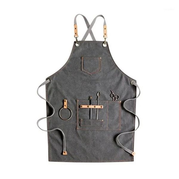 

new adjustable cross back cotton canvas apron for men women work kitchen apron smr881