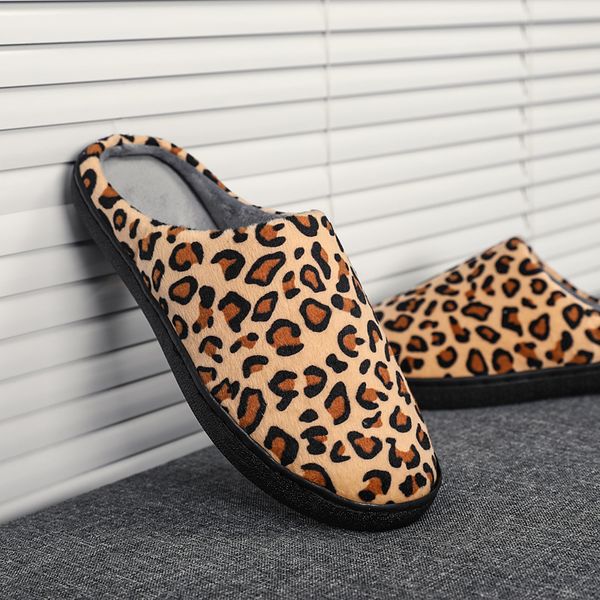 

fashion women winter warm home slippers indoor leopard flock plush non-slip slippers women bedroom shoes comfortable 2020 x1020, Black