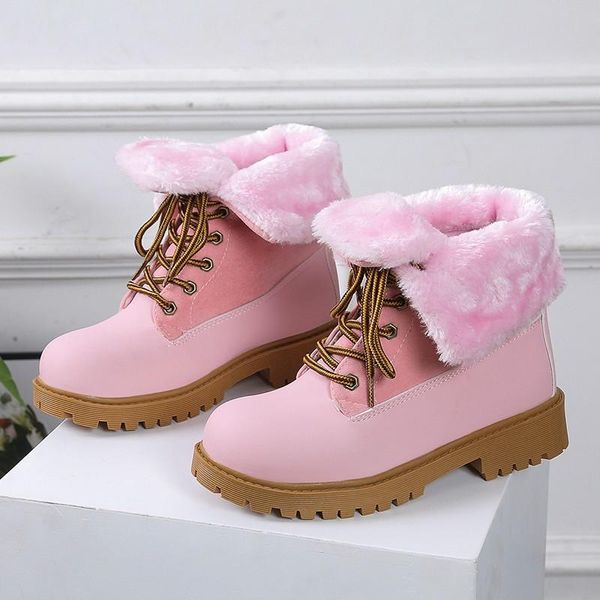 

wholesale platform fashion winter ankle fur snow boots women 2020 outdoor warm plush low heel solid shoes woman, Black