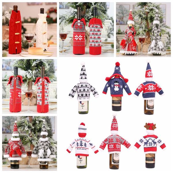 

luanqi merry christmas wine bottle sweater cover bag santa claus knitted hat xmas home dinner party decor red wine bottle bag yxllfh xhhair