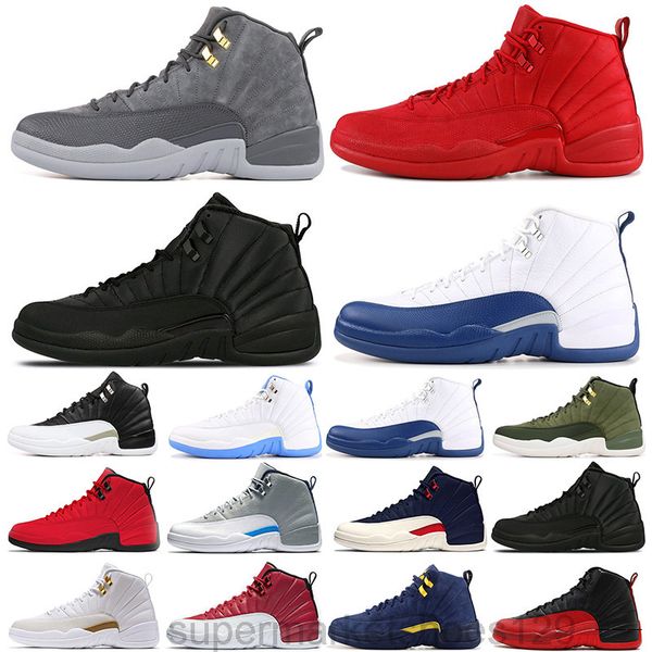 

new 12 12s mens baslketball shoes black dark concord university gold jumpman indigo reverse flu game taxi cny dark grey casual sneakers j5pe