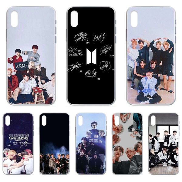 

bgrfbangtan vip transparent case with kpop paint for vip 4, 4s, 5, 5c, 5s, 6, 6s plus, 7, 8, x, xr, xs, 11 pro, se, 2020, maxswza
