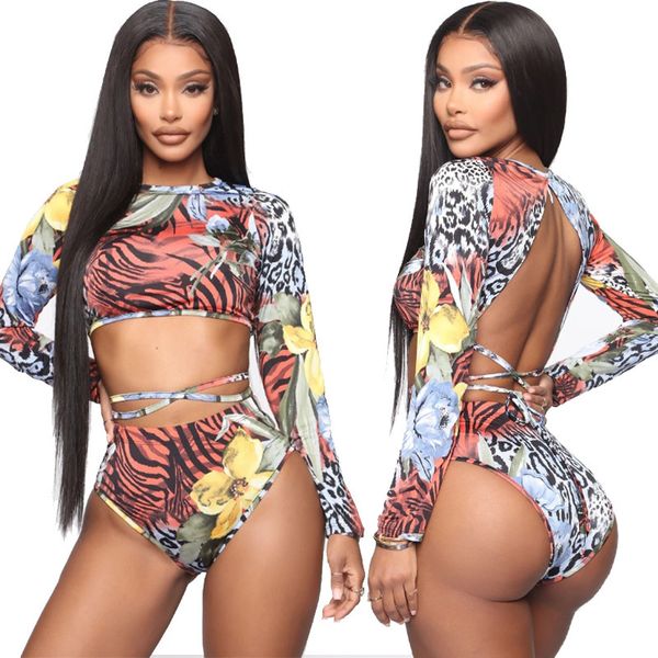 

2021 two piece split long sleeve swimsuit, White;black