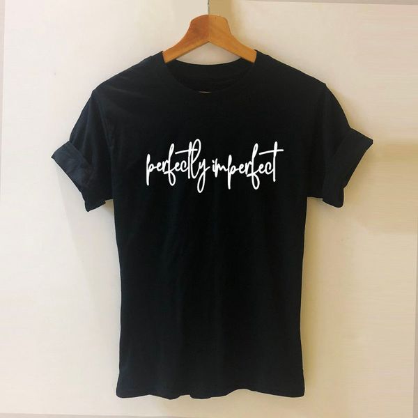 

perfectly imperfect women's short sleeve cotton funny letter print graphic o neck tshirt sport hooded sweatshirt hoodie