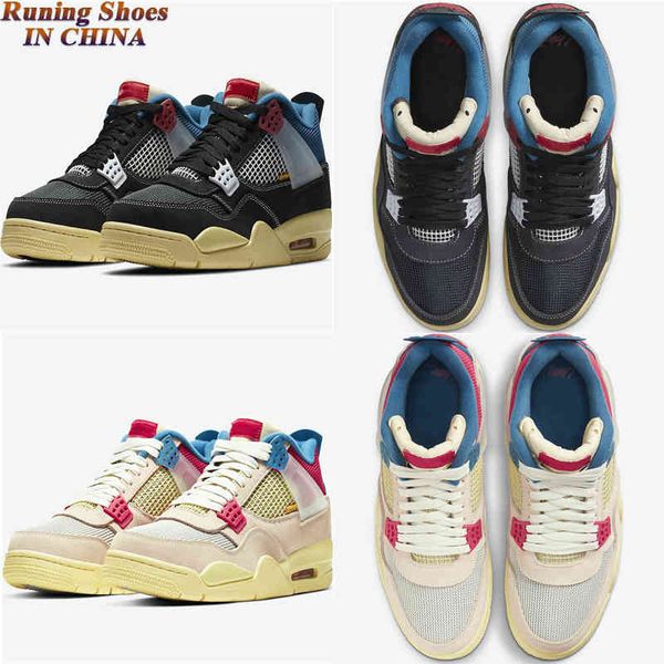 

union x jumpman 4 basketball designer shoes guava ice off noir pushed back trainers sports sneakers size eu40-47.5