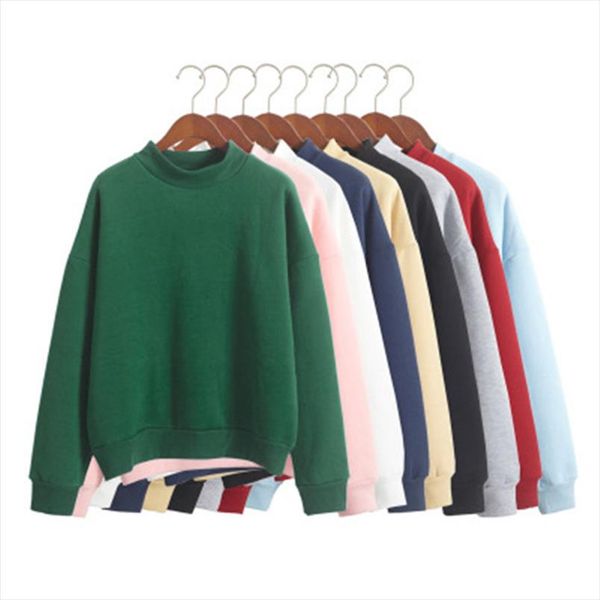 

wholesale cute women hoodies pullover multi colors 2020 autumn coat winter loose fleece thick knit sweatshirt female s xl, Black
