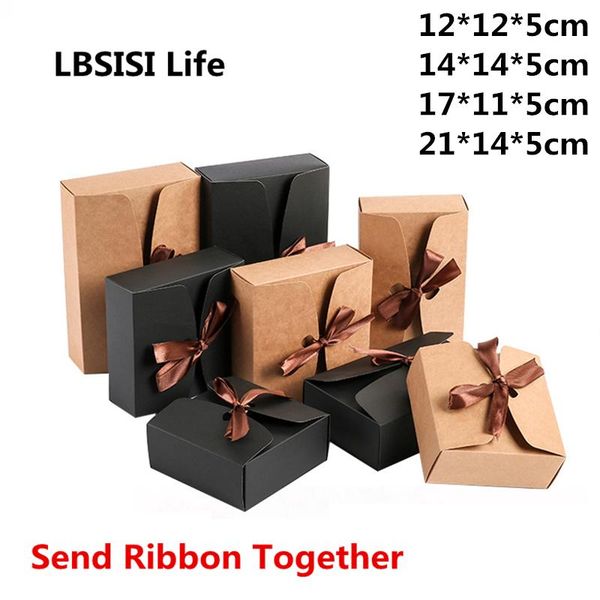 

lbsisi жизни 10 30шт коробка подарка ювелирных изделий конфеты рождество свадьбы пользу kraft черные ящики с лентой cookie упаковка jllptg f