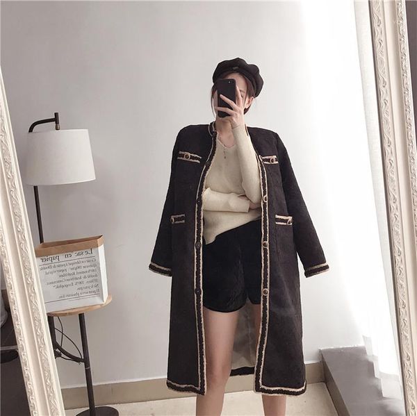 

2020 autumn women's elegant tweed coat1, Black