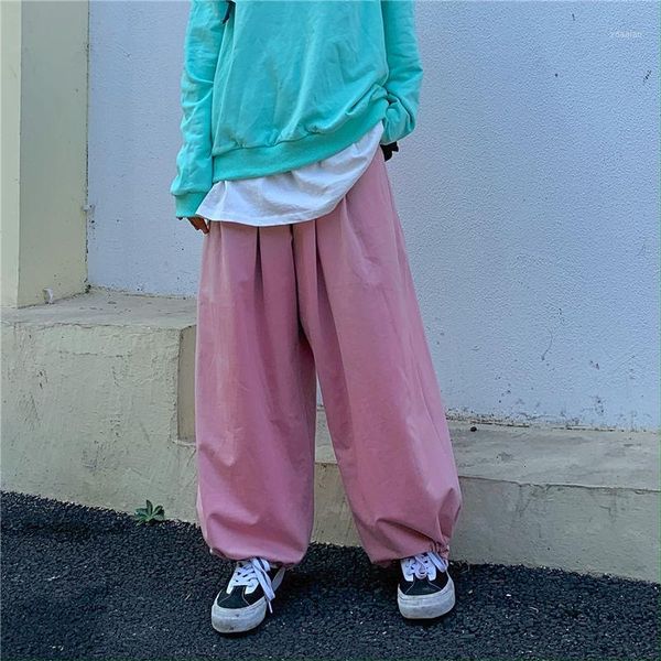 

autumn cotton straight pants men's fashion solid color casual pants men streetwear loose hip-hop wide-leg mens joggers1, Black