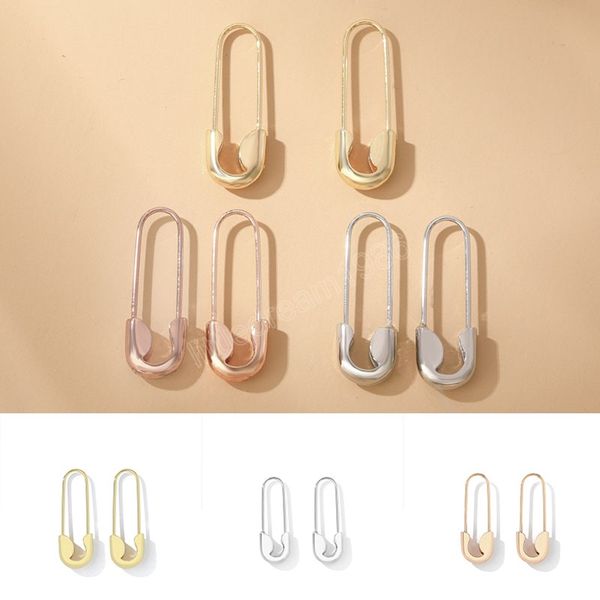 

creative safety pins shape dangle earring fashion personality women men small pins earrings party jewelry gift accessories, Silver
