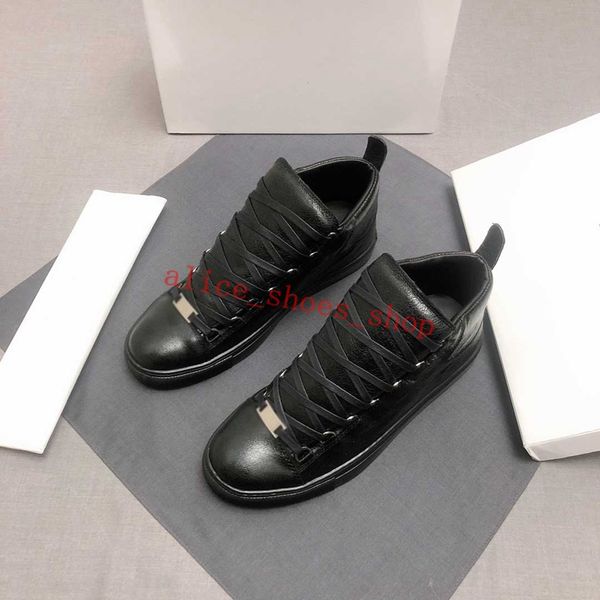 

2021 fashion men casual shoes lace leather fashion sneakers black red white leather high boots high-en's sneakers size 38-46