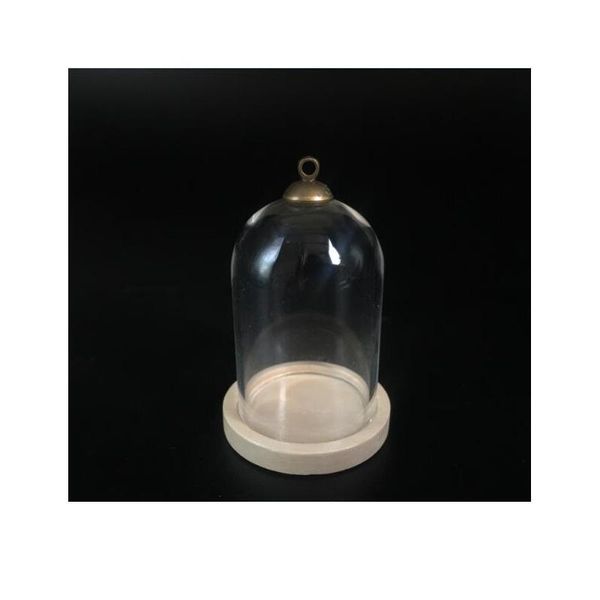 

100sets/lot 38*25mm tube glass globe bottle wood base beads cap set glass vial cover dome glass bottle jar cut jllppb, Black