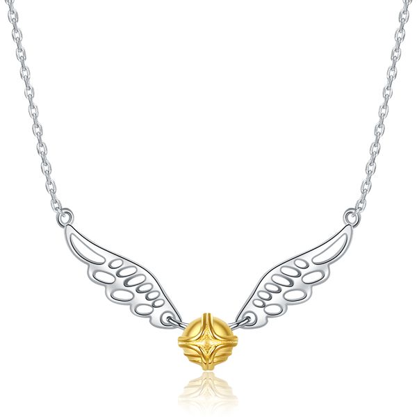 100% 925 Sterling Silber Klassische Goldene Schnatz Anhänger Kette Gold Ball Flügel Halskette für Frauen Mode Schmuck Geschenke Großhandel Q0531