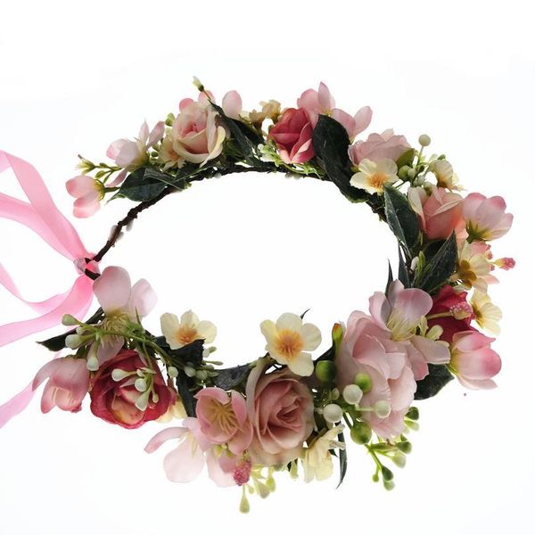 

rose flowers crown festival headband women hair accessories headdress bridesmaid girl floral garland wedding floral qylbrf