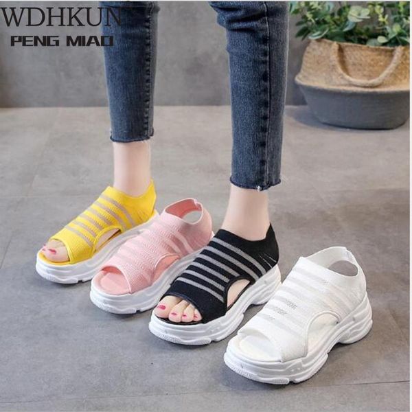 

35-40 sports sandals women 2020 summer new sandals casual fashion wild flat bottom ins students running, Black