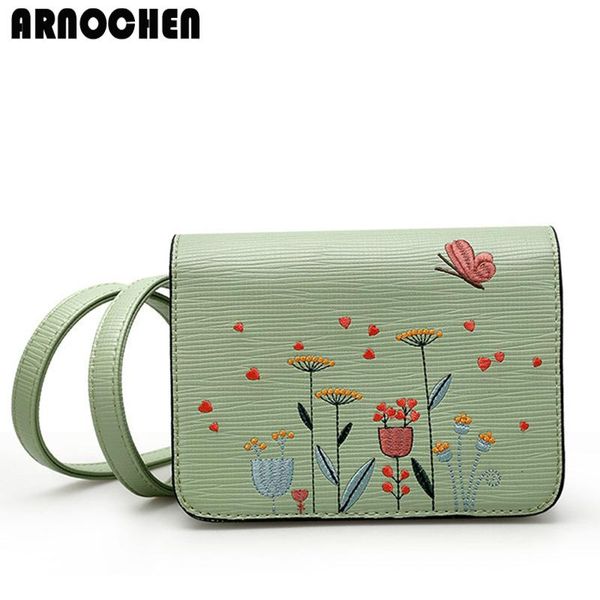

arnochen 2020 summer embroidery women messenger bags pu leather handbags girls small shoulder bag female crossbody bolsas wyq477