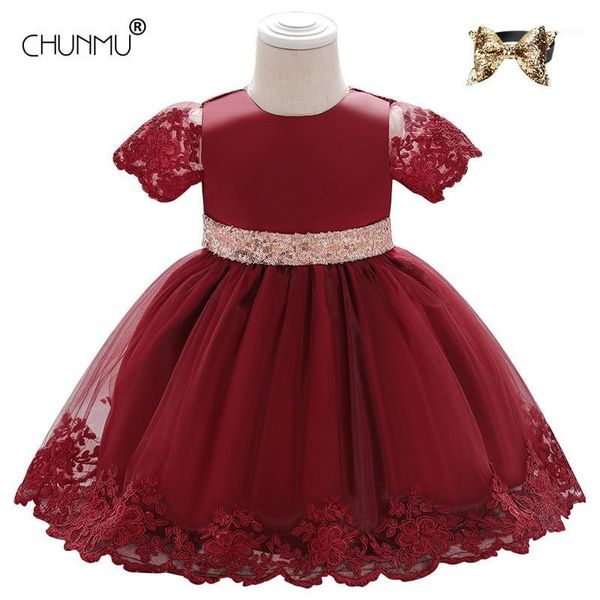 

girl's dresses sequins flower princess baby dress for girl baptism christening first birthday party born custume infant tutu girls gown, Red;yellow