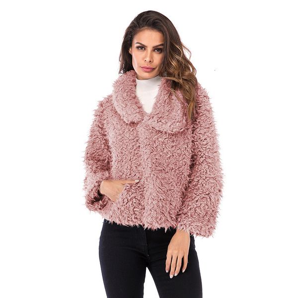 

solid color casual cashmere coat women winter warm trim jacket