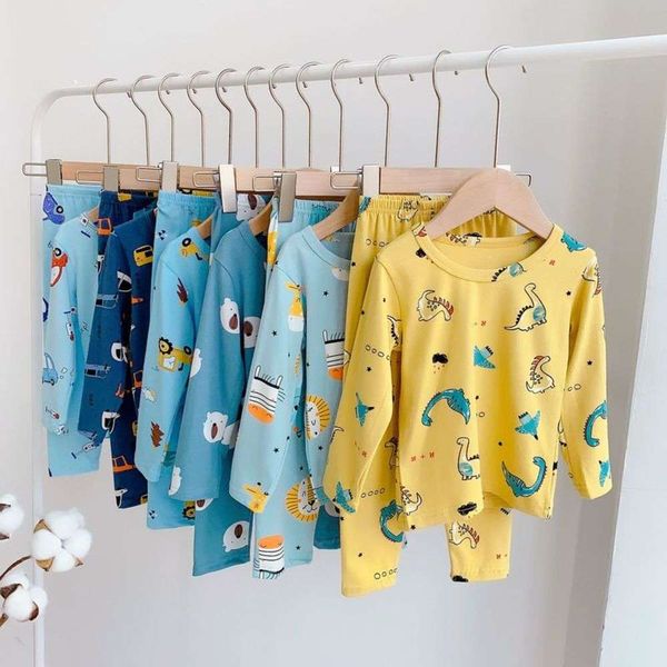 

boys' and new korean suits autumn 2020 girls' lycra pajamas children's home cloth baby two piece set 3zt1, Blue;red