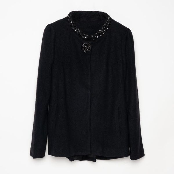 

wool blended jacket women short coat embellished winter jackets black us s, ru s1