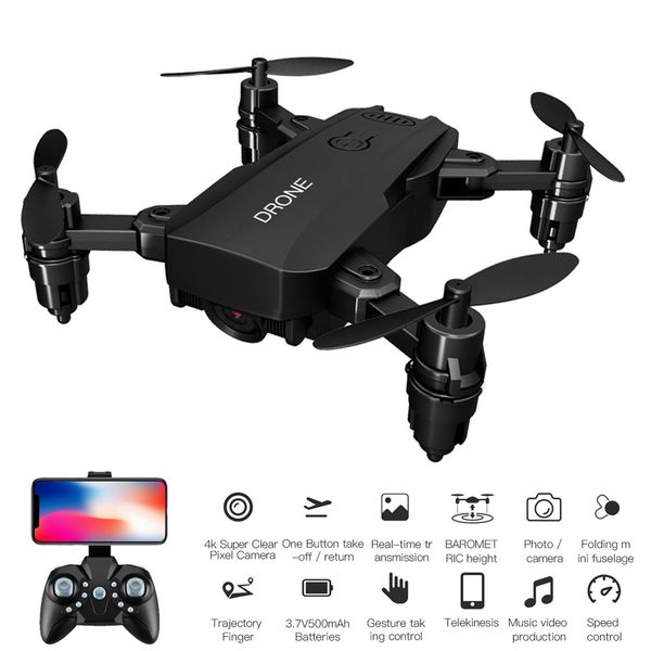 

mini folding drone with 4k 1080p 720p wifi fpv hd camera 120 degree wide angle rc quadcopter optical flow altitude hold kids toy 201119