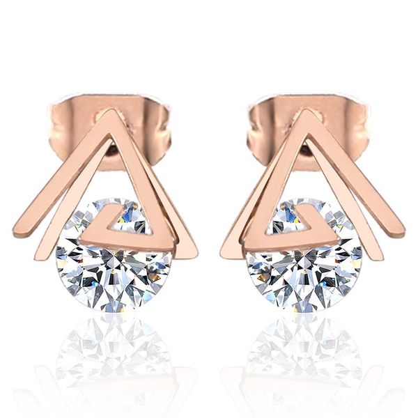 

stud oufei stainless steel jewelry woman 2021 rose gold crystal charm earrings for women accessories, Golden;silver