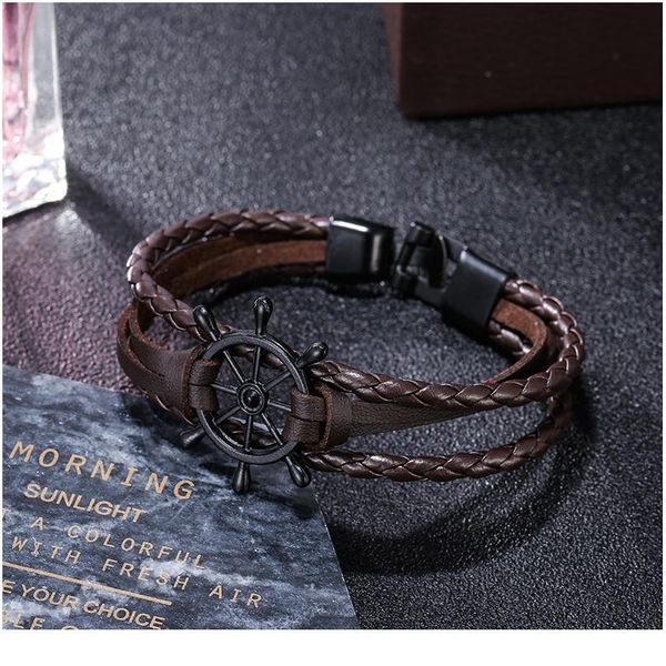 

men and women lovers bracelet leather punk rudder braid bracelet men leather bracelet qyllrn