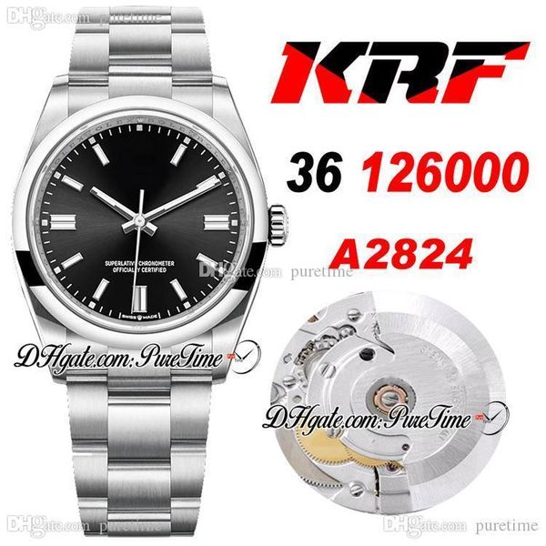 

2020 krf 36 126000 black dial eta a2824 automatic mens womens watch stick markers 904l steel case bracelet super edition puretime a1, Slivery;brown
