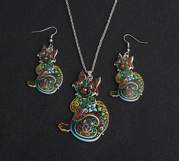 

pretty love heart jewelry sets cat necklaces earrings sets, Silver