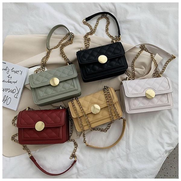 

shoulder bags 2021 fashion plaid bag pu leather flap female crossbody messenger chain handbag