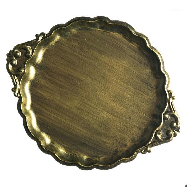 

vintage gold tray cameo shallow pallet home decorations cake tools bread fruit plate1